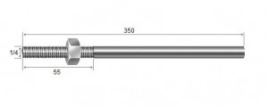Haste Telha + Porca 1/4 x 350 R55 mm Galvanizado Fogo - 10 peas